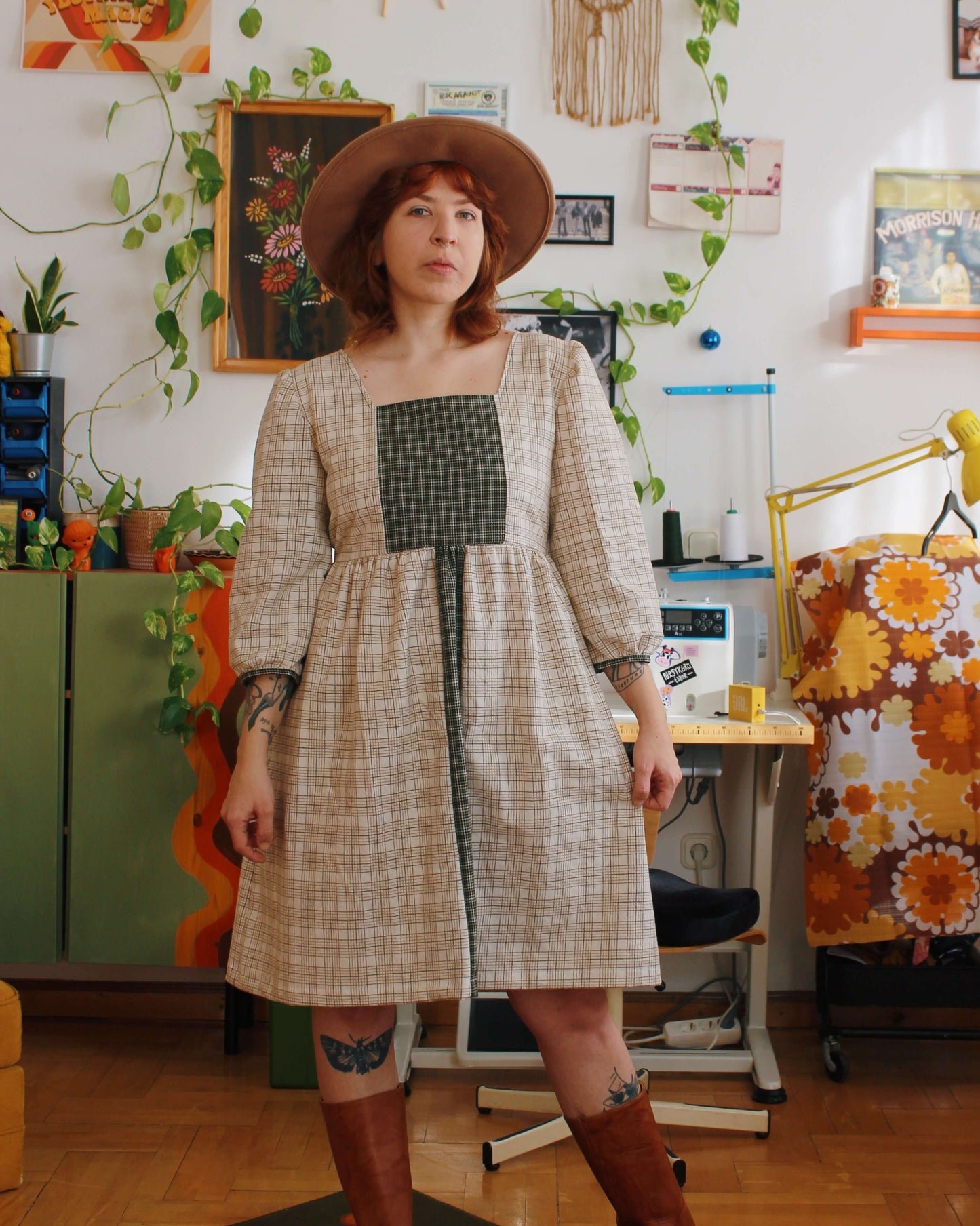 Healing flower dress - Flannel and wool with pockets