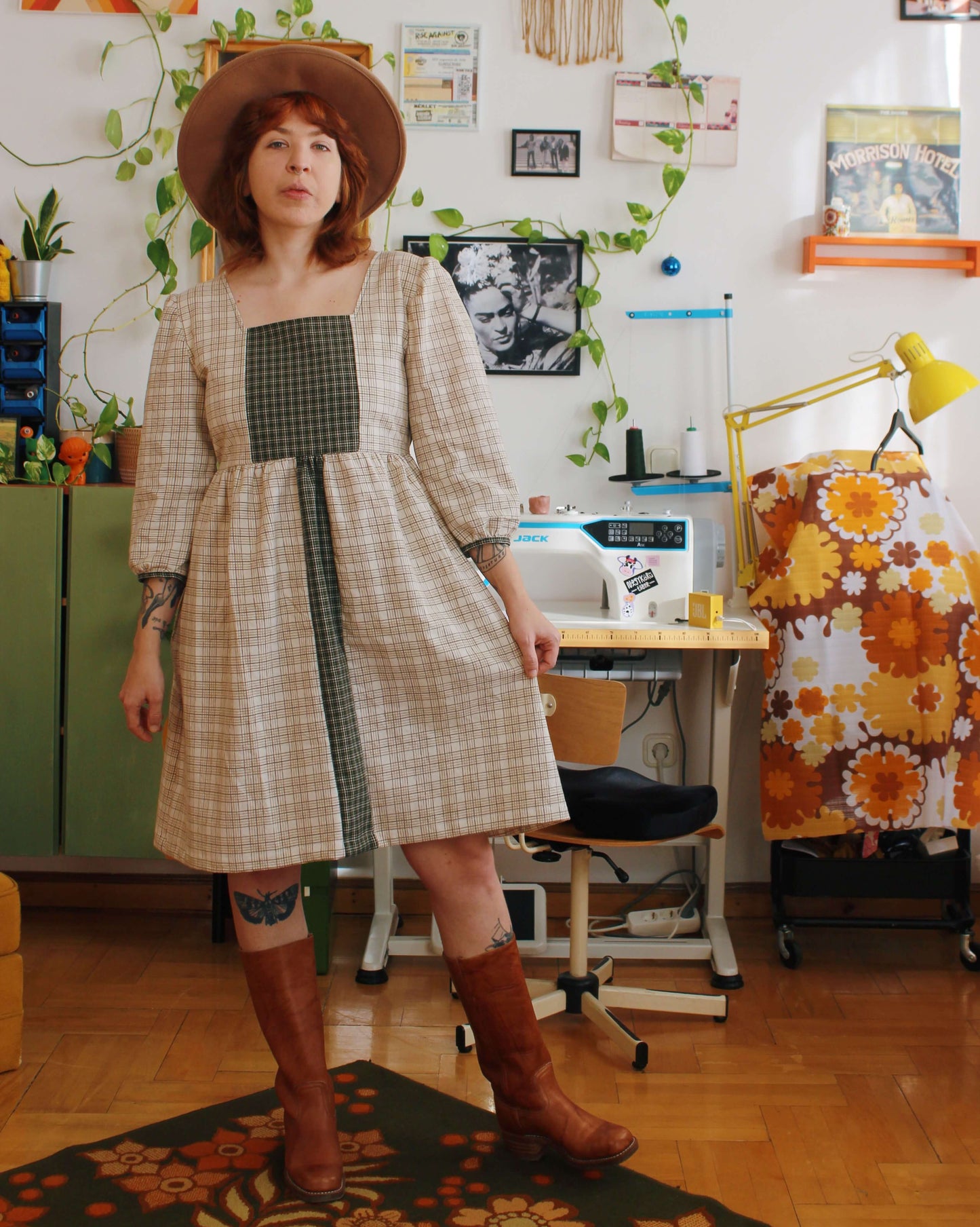 Healing flower dress - Flannel and wool with pockets