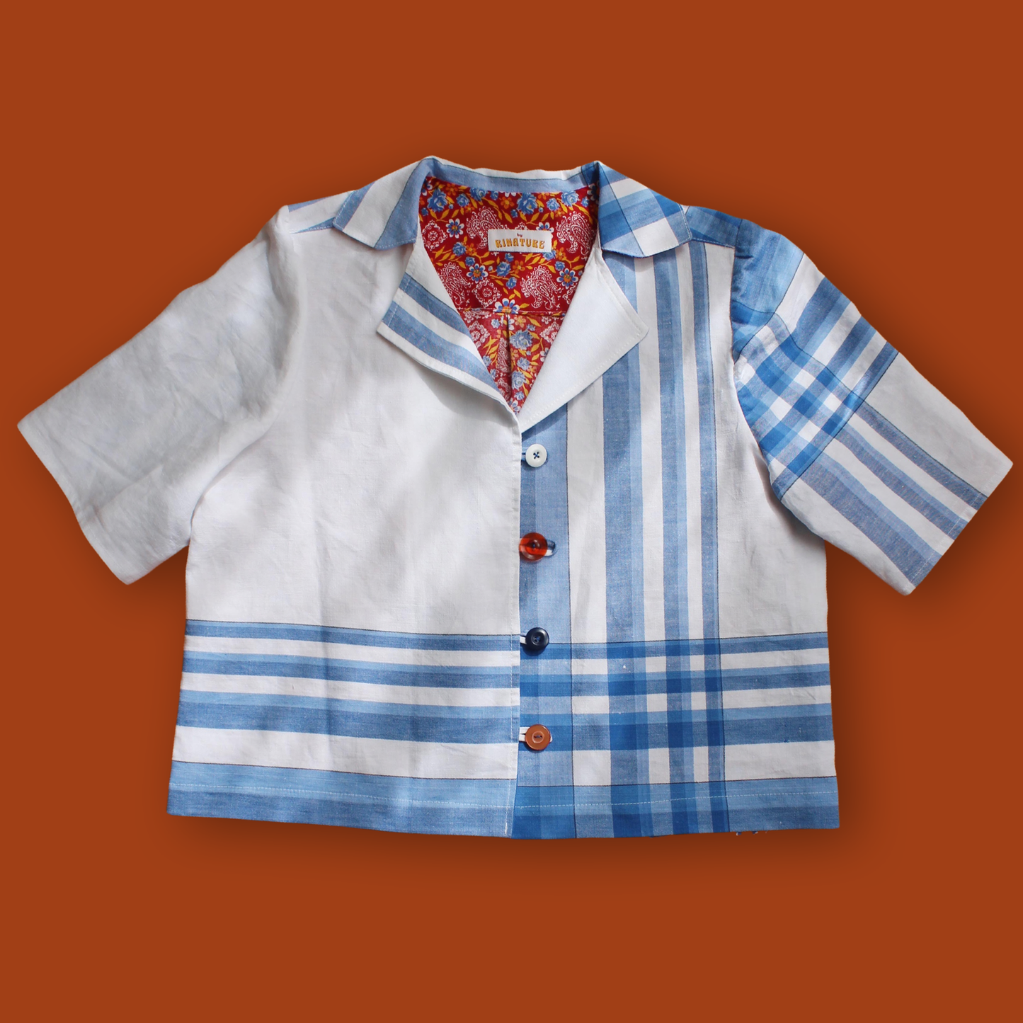 Color me in shirt - Blue linen (SM)